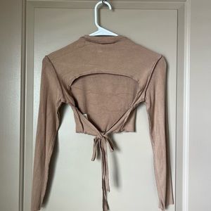Tan Long Sleeve- Open Back- Size Small - Like New